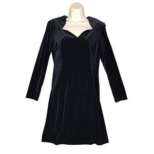 Black Velvet Sheath Dress 90s Y2K Goth Cocktail Formal Jessica Howard 10P Vtg